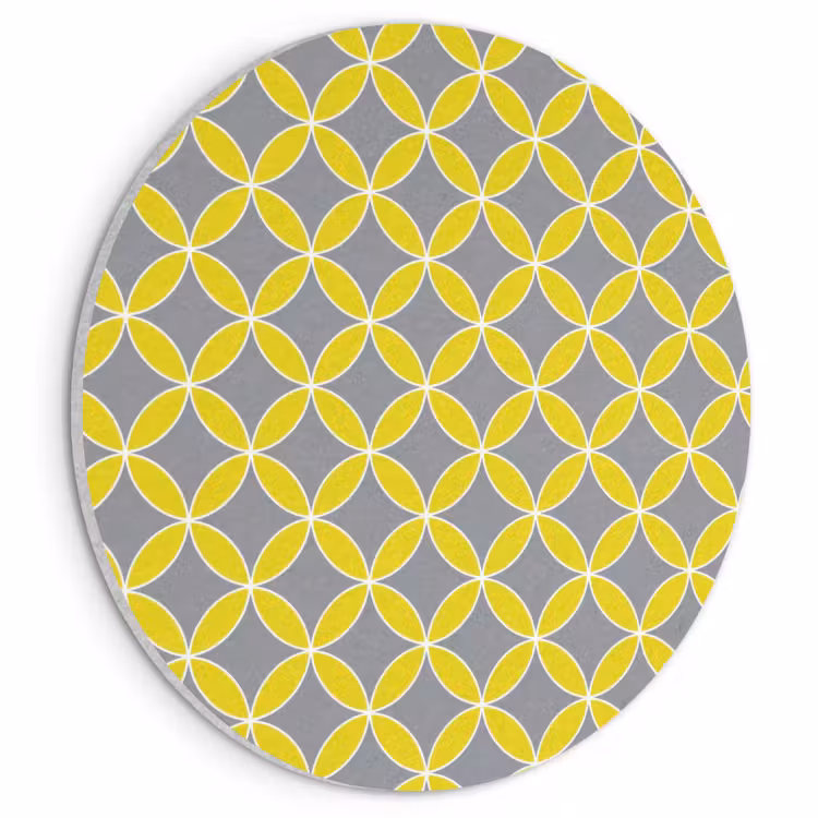 Akoestisch schilderij rond - Geometrisch - Cirkels - Modern - Grijs - Geel — 1