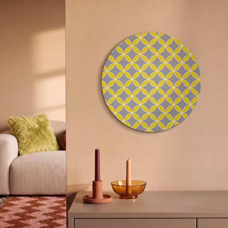 Akoestisch schilderij rond - Geometrisch - Cirkels - Modern - Grijs - Geel — 3