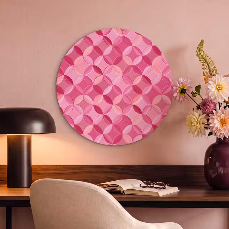 Akoestisch schilderij rond - Geometrisch - Mozaïek - Modern - Roze — 2
