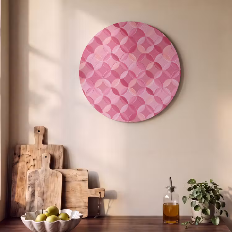 Akoestisch schilderij rond - Geometrisch - Mozaïek - Modern - Roze — 4