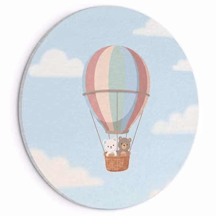 Akoestisch schilderij rond - Luchtballon - Beren - Pastel — 1