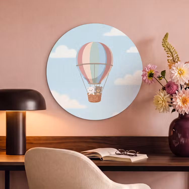 Akoestisch schilderij rond - Luchtballon - Beren - Pastel — 2
