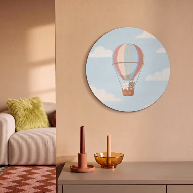 Akoestisch schilderij rond - Luchtballon - Beren - Pastel — 3