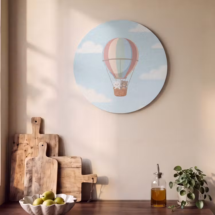 Akoestisch schilderij rond - Luchtballon - Beren - Pastel — 4