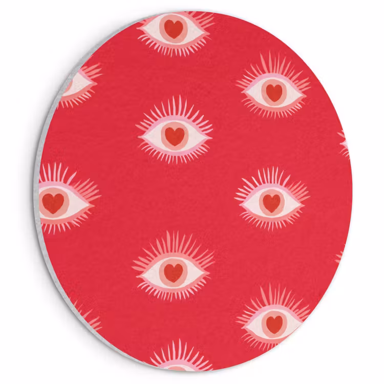 Akoestisch schilderij rond - Ogen - Hart - Abstract - Rood - Roze — 1