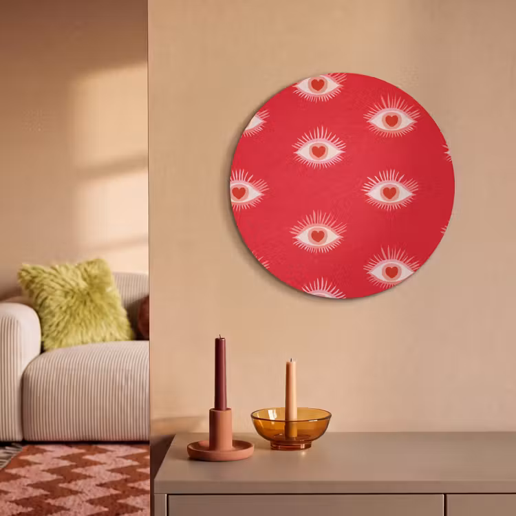 Akoestisch schilderij rond - Ogen - Hart - Abstract - Rood - Roze — 3
