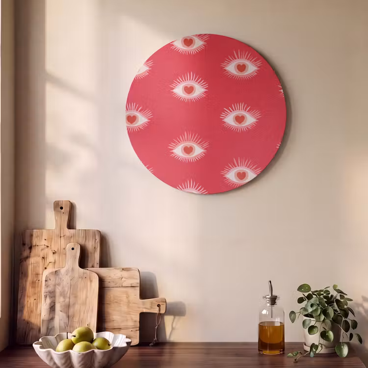 Akoestisch schilderij rond - Ogen - Hart - Abstract - Rood - Roze — 4