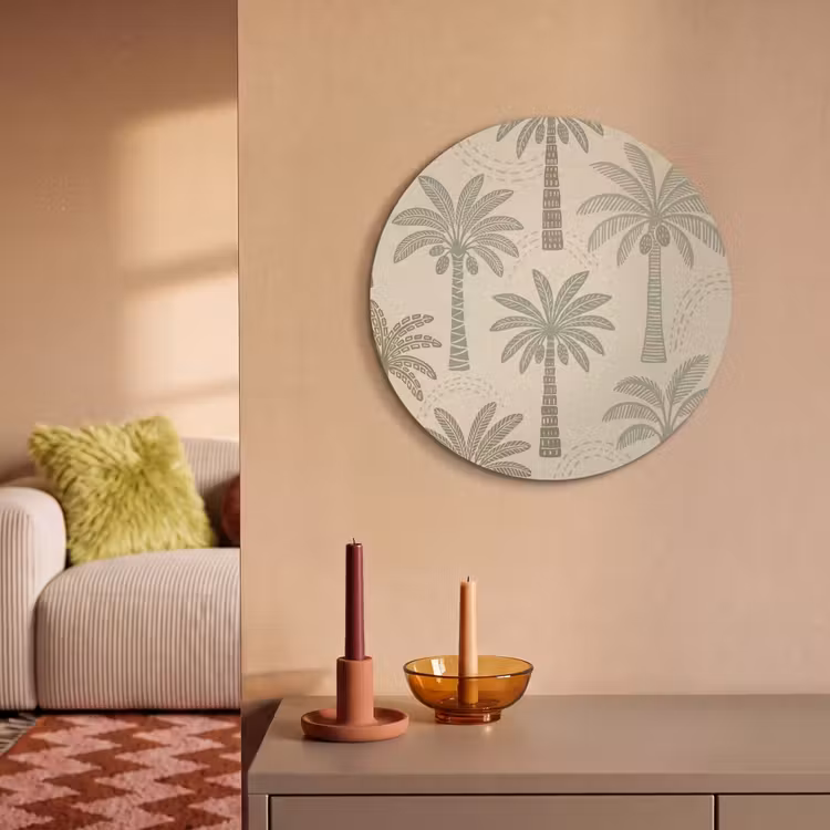 Akoestisch schilderij rond - Palmbomen - Patroon - Tropisch - Beige — 3