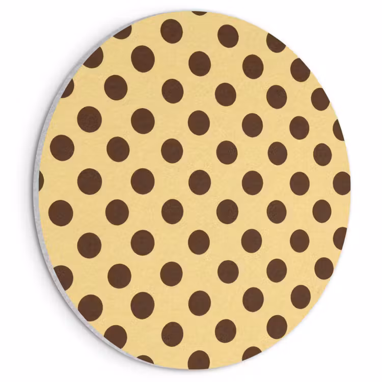 Akoestisch schilderij rond - Polka Dot - Stippen - Retro - Geel - Bruin — 1