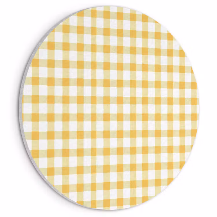 Akoestisch schilderij rond - Ruit - Gingham - Klassiek - Geel en Wit — 1
