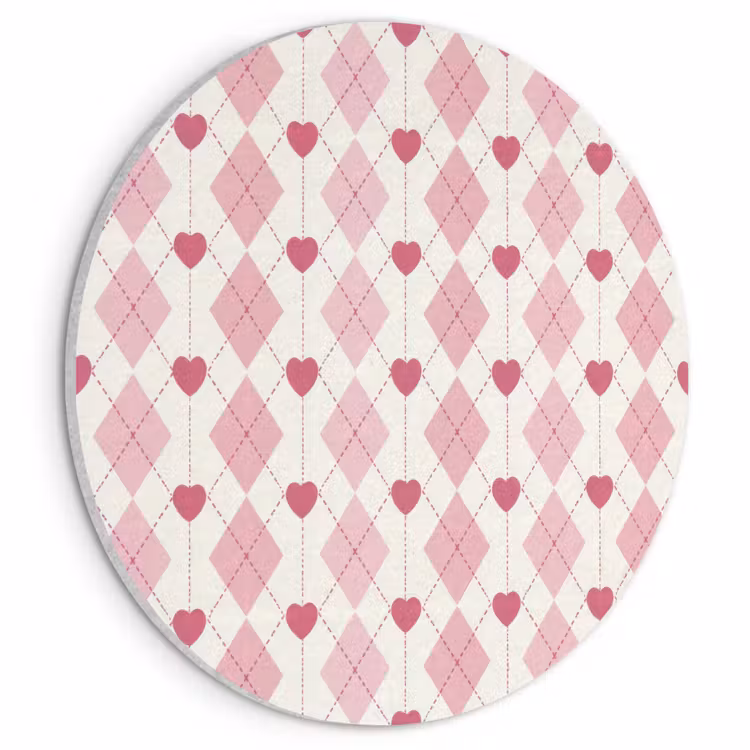 Akoestisch schilderij rond - Ruiten - Klassiek - Roze - Wit — 1
