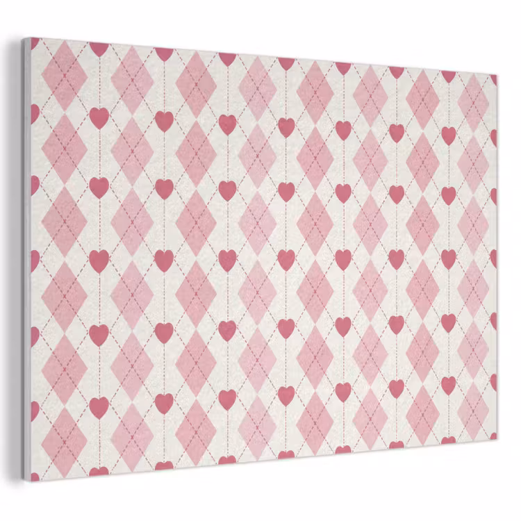 Akoestisch schilderij - Ruiten - Klassiek - Roze - Wit — 1
