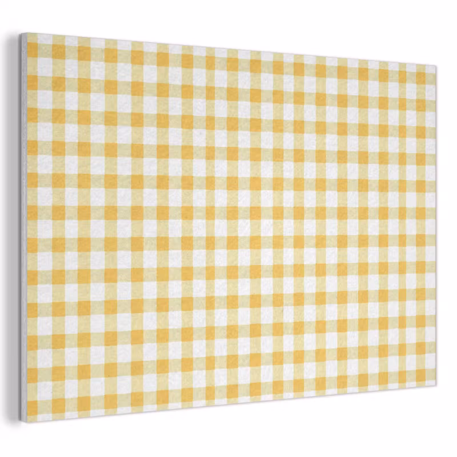 Akoestisch schilderij - Ruit - Gingham - Klassiek - Geel en Wit — 1