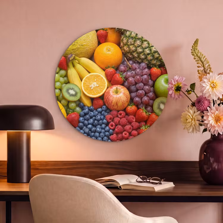 Akoestisch schilderij rond - Eten - Fruit - Vers - Kleurrijk - Voeding — 2