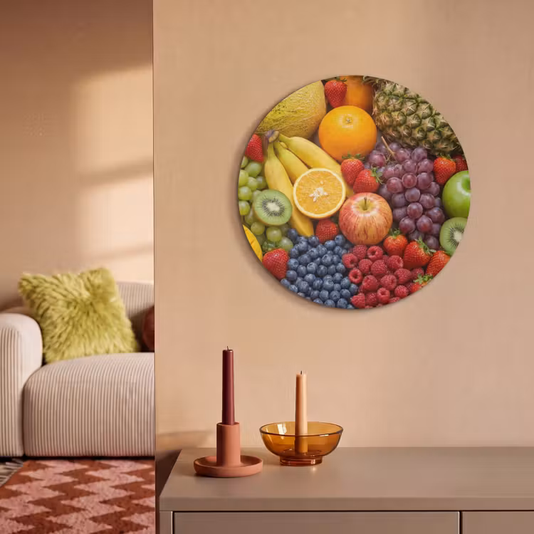 Akoestisch schilderij rond - Eten - Fruit - Vers - Kleurrijk - Voeding — 3