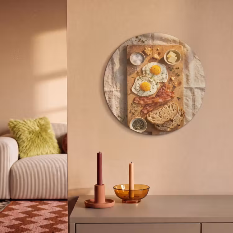 Akoestisch schilderij rond - Eten - Ontbijt - Hout - Rustiek - Geel — 3