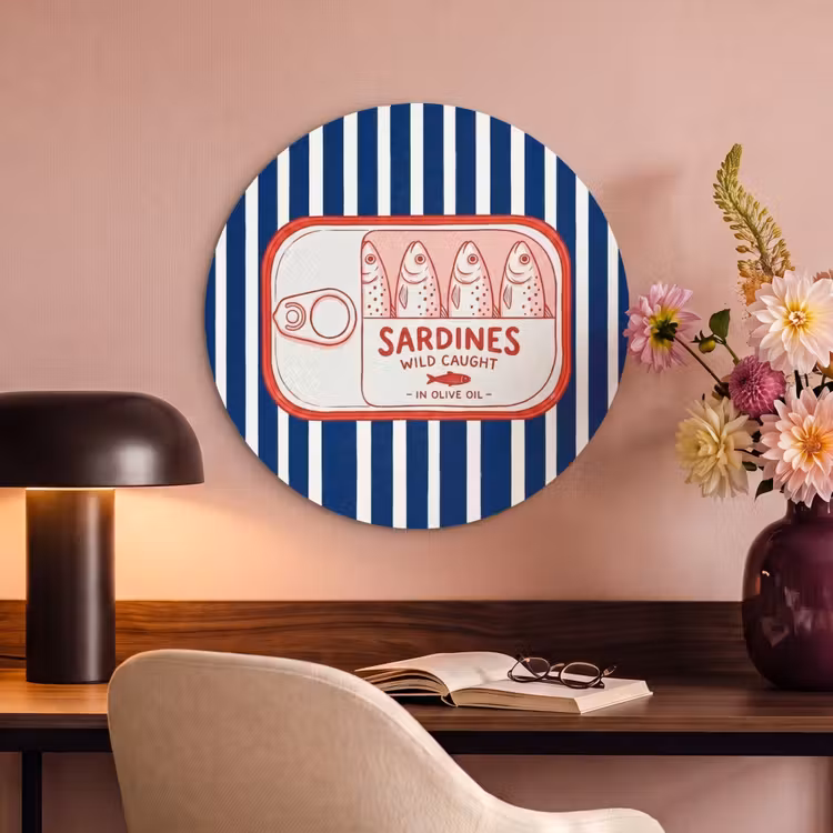 Akoestisch schilderij rond - Eten - Vis - Blik - Illustratie - Rood — 2