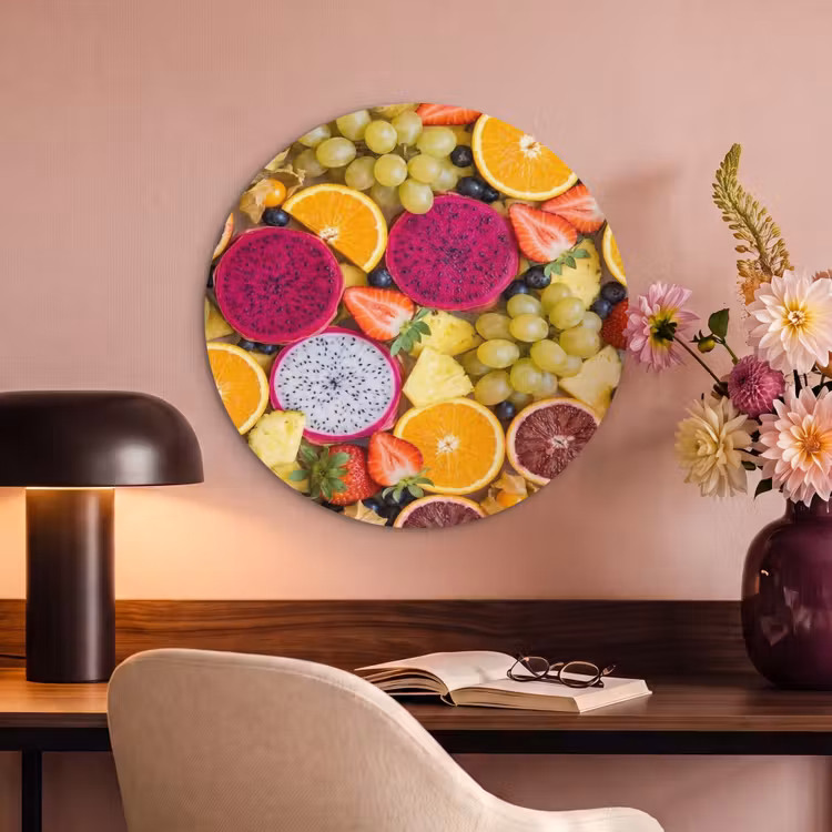 Akoestisch schilderij rond - Fruit - Assortiment - Kleurrijk - Gezondheid — 2
