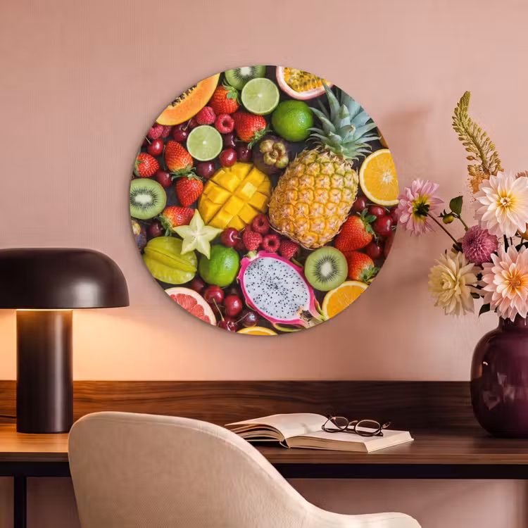 Akoestisch schilderij rond - Fruit - Assortiment - Vers - Gezond - Kleurrijk — 2