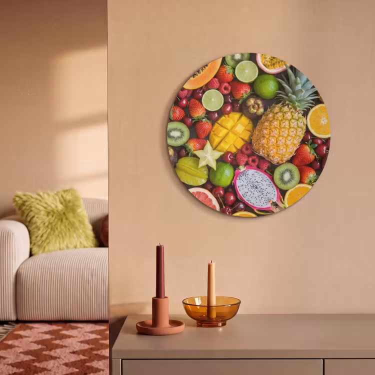 Akoestisch schilderij rond - Fruit - Assortiment - Vers - Gezond - Kleurrijk — 3