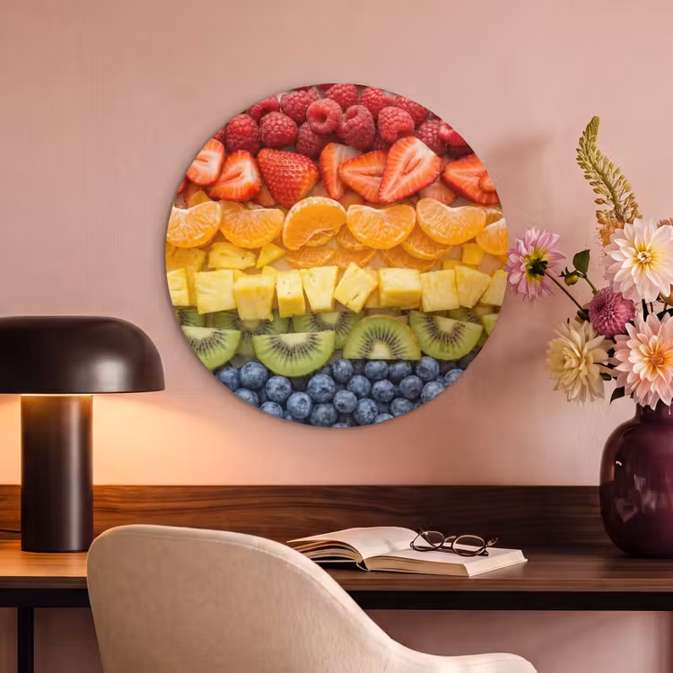 Akoestisch schilderij rond - Fruit - Regenboog - Gezond - Kleurrijk — 2