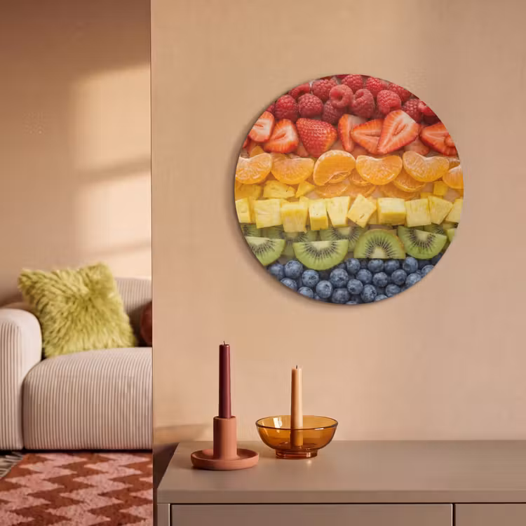 Akoestisch schilderij rond - Fruit - Regenboog - Gezond - Kleurrijk — 3