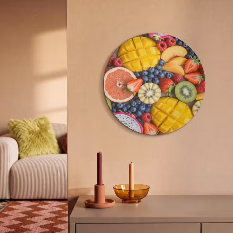 Akoestisch schilderij rond - Fruit - Versneden - Kleurrijk - Eten - Gezond — 3