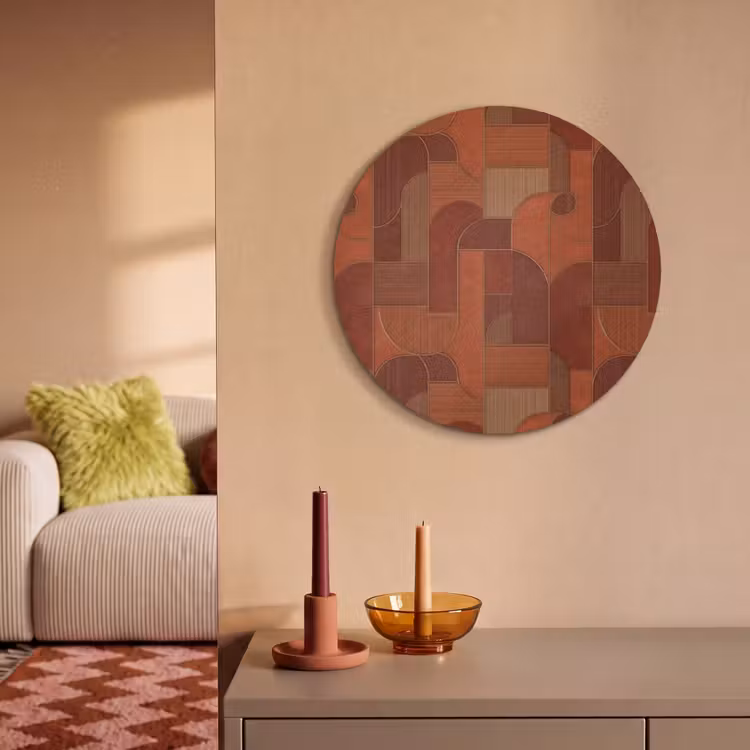 Akoestisch schilderij rond - Geometrisch - Abstract - Textuur - Bruin — 3