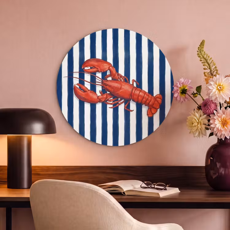 Akoestisch schilderij rond - Schaaldier - Kreeft - Marine - Illustratie - Rood — 2