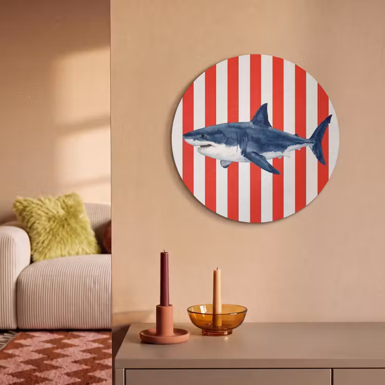 Akoestisch schilderij rond - Vis - Haai - Zee - Illustratie - Blauw — 3