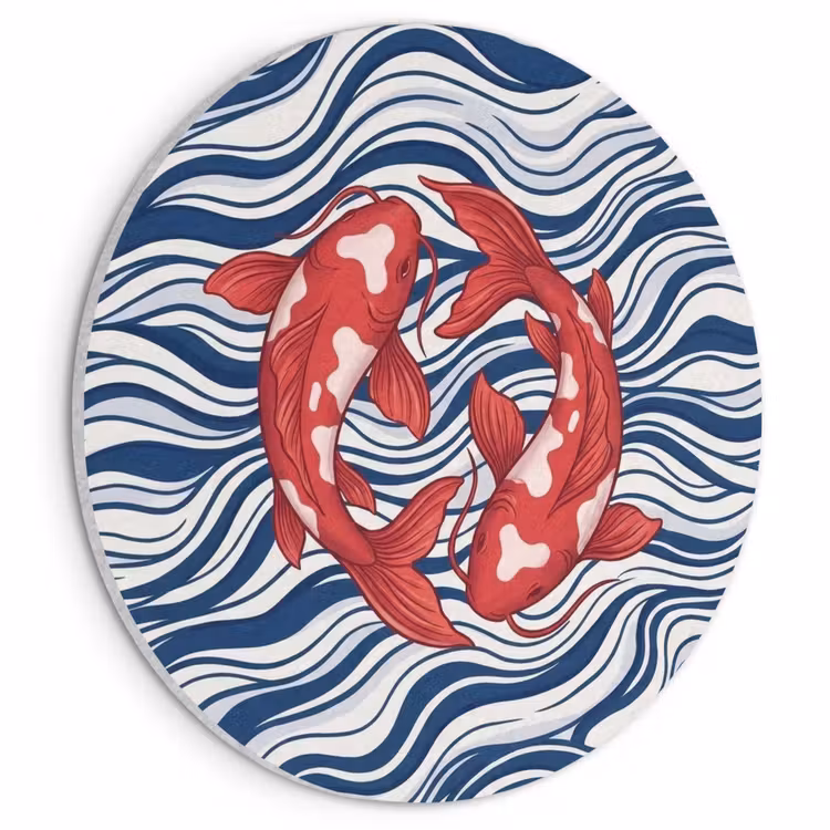 Akoestisch schilderij rond - Vis - Water - Natuur - Illustratie - Rood — 1
