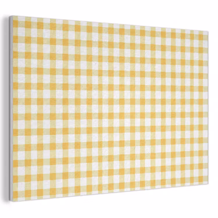Akoestisch schilderij - Ruit - Gingham - Klassiek - Geel en Wit — 1