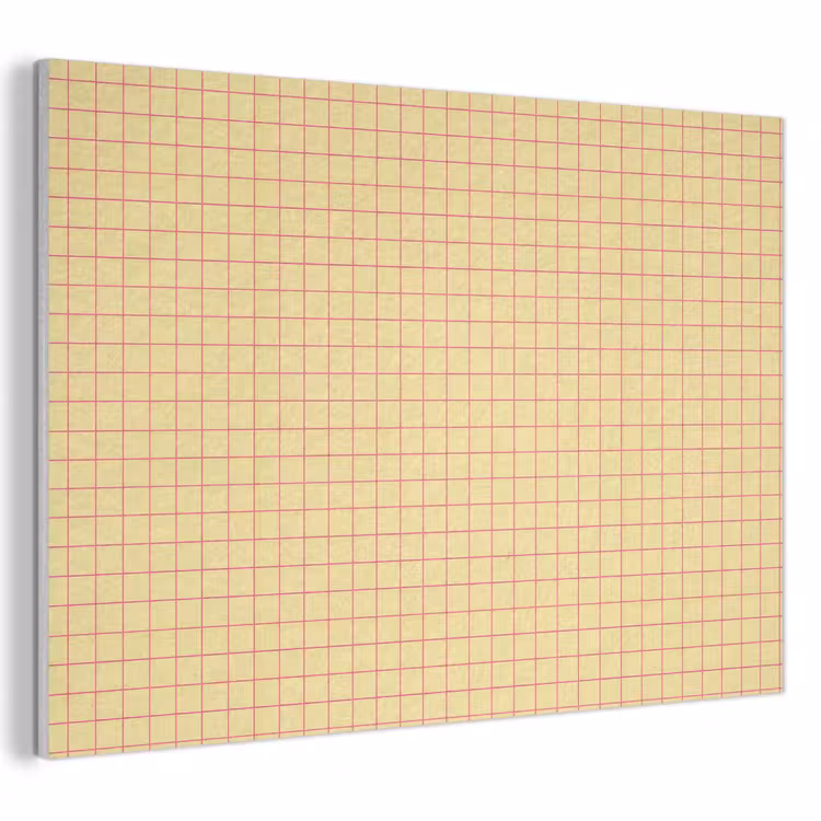 Akoestisch schilderij - Ruitjes - Grid - Minimalistisch - Geel - Roze — 1