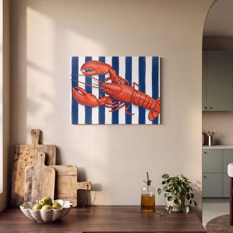 Akoestisch schilderij - Schaaldier - Kreeft - Marine - Illustratie - Rood — 3
