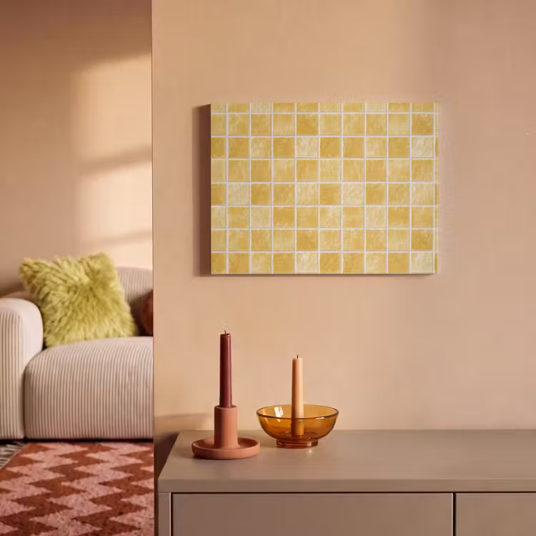 Akoestisch schilderij - Tegels - Mozaïek - Textuur - Goudgeel — 2
