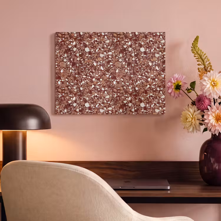 Akoestisch schilderij - Terrazzo - Patroon - Steentextuur - Roodbruin — 4