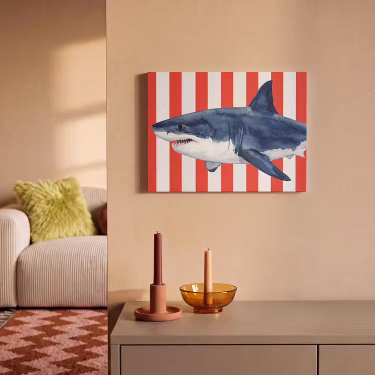 Akoestisch schilderij - Vis - Haai - Zee - Illustratie - Blauw — 2