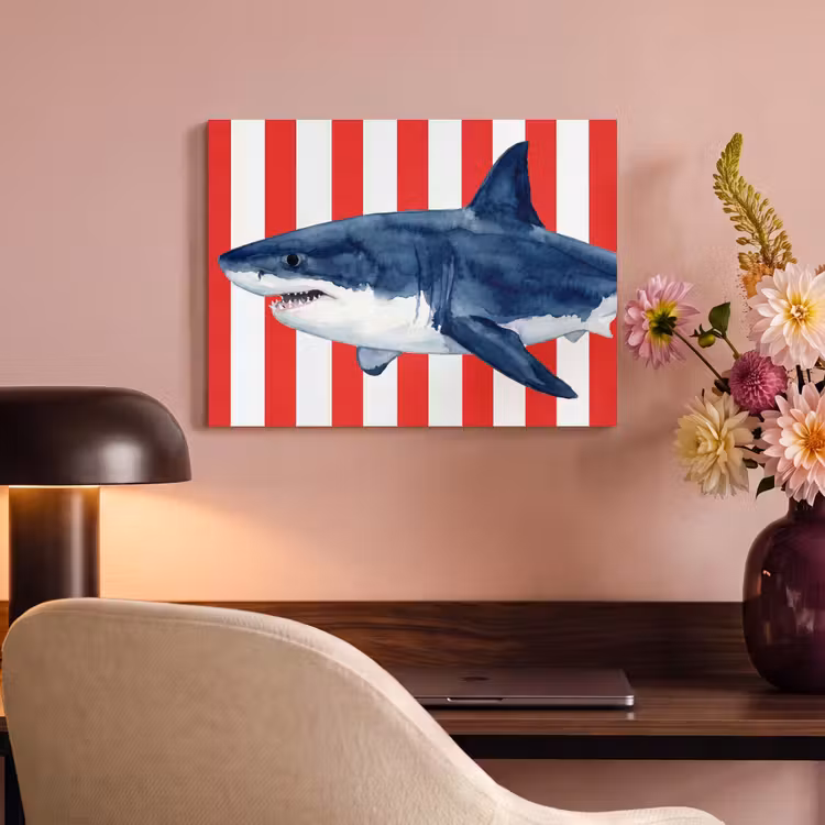 Akoestisch schilderij - Vis - Haai - Zee - Illustratie - Blauw — 4