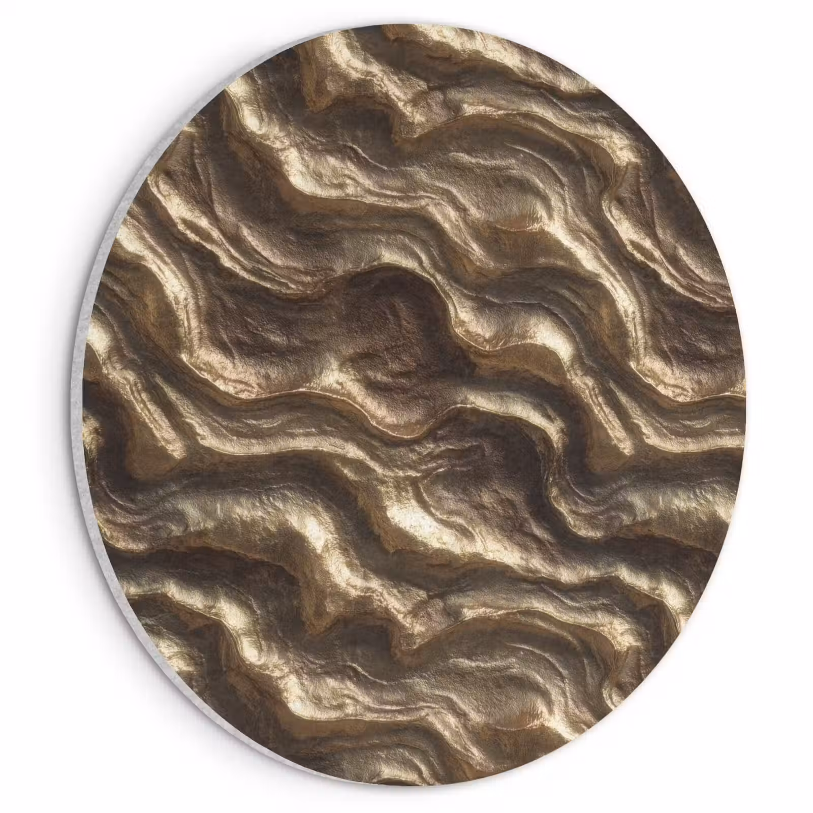 Akoestisch schilderij rond - Reliëf - Golven - Abstract - Bronsgoud — 1
