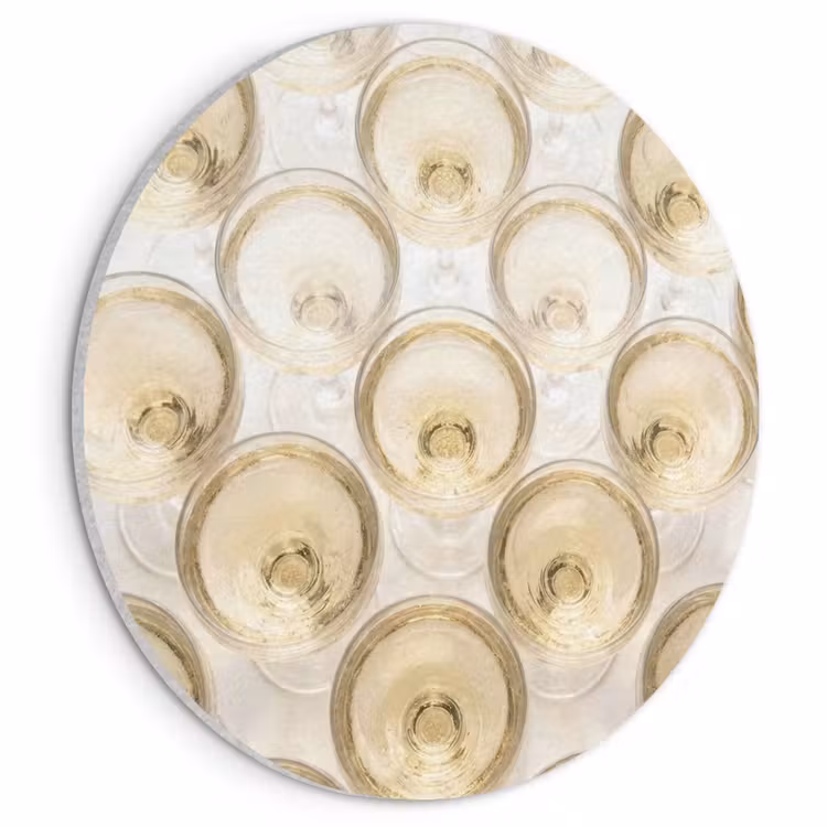 Akoestisch schilderij rond - Drank - Glazen - Feest - Goud — 1