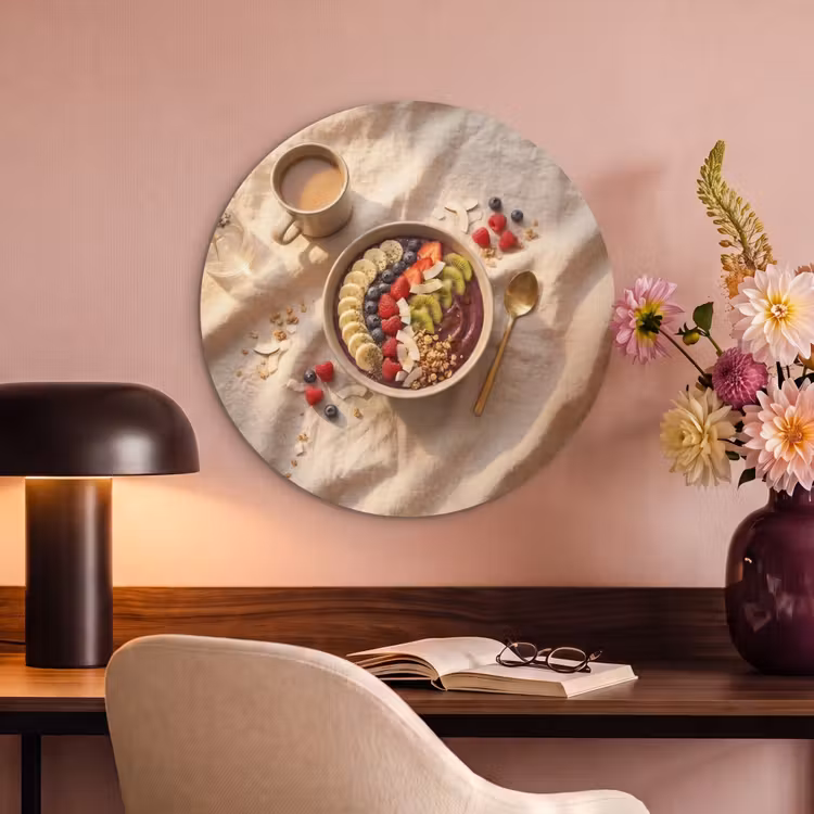 Akoestisch schilderij rond - Eten - Ontbijtkom - Fruit - Gezond - Kleurrijk — 2