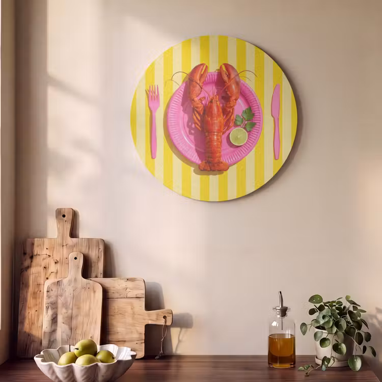 Akoestisch schilderij rond - Eten - Roze - Geel - Modern - Culinaire — 4