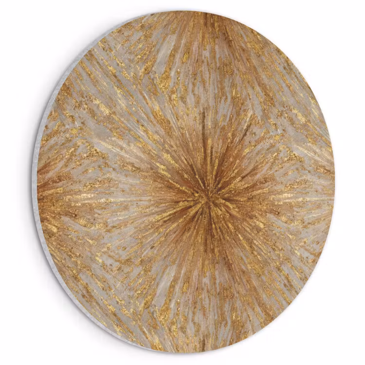 Akoestisch schilderij rond - Explosie - Abstract - Goud - Wit — 1