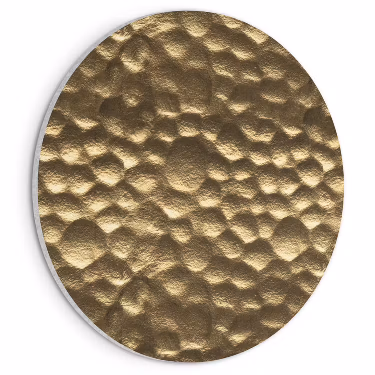Akoestisch schilderij rond - Gehamerd - Reliëf - Textuur - Bronsgoud — 1