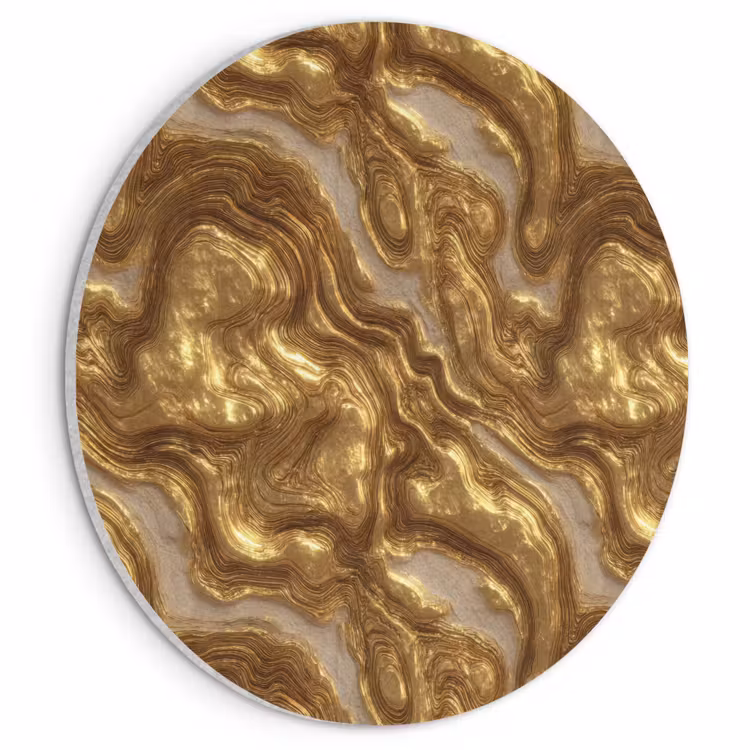 Akoestisch schilderij rond - Golven - Organisch - Goud - Crème — 1