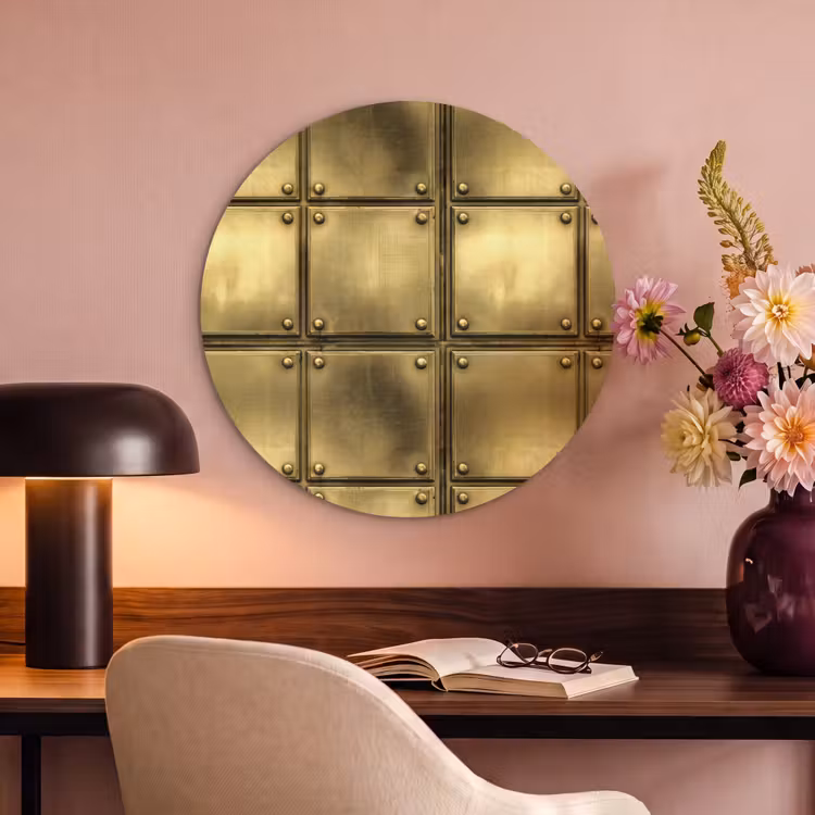 Akoestisch schilderij rond - Platen - Industrieel - Stoer - Goud — 2