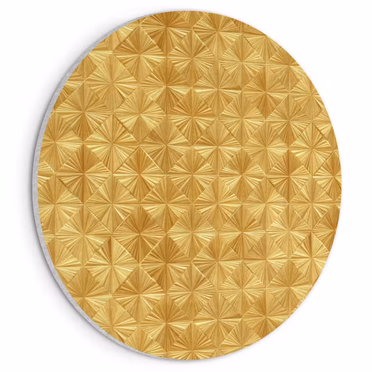 Akoestisch schilderij rond - Tegels - Geometrisch - Reliëf - Goud — 1
