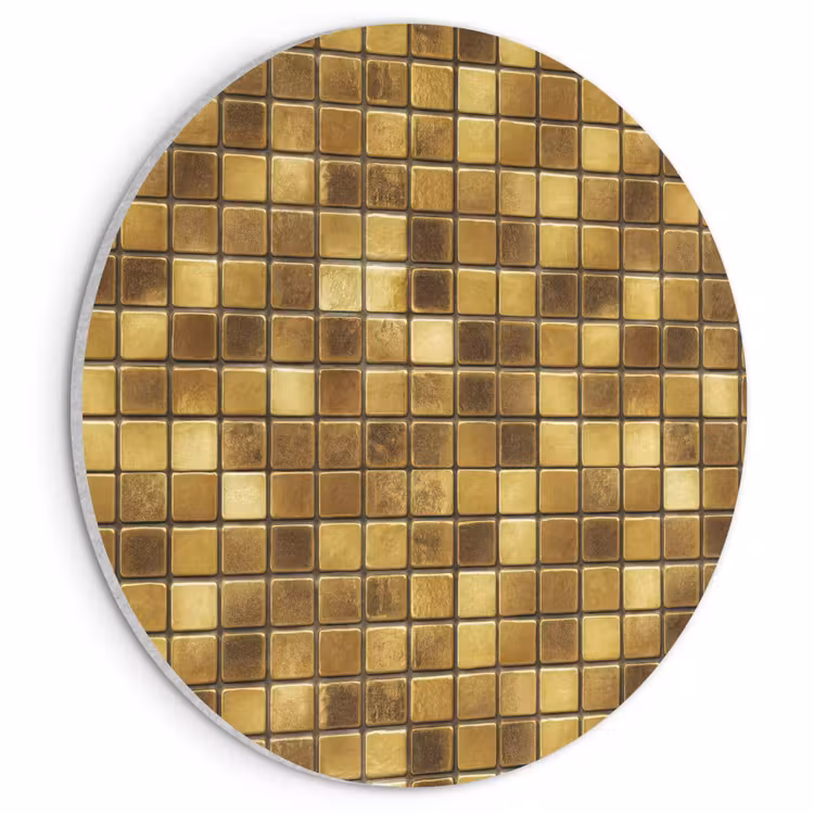 Akoestisch schilderij rond - Tegels - Mozaïek - Luxe - Warm Goud — 1