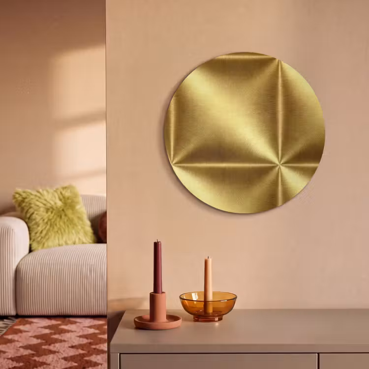 Akoestisch schilderij rond - Textuur - Geborsteld Goud - Industrieel - Metallic — 3