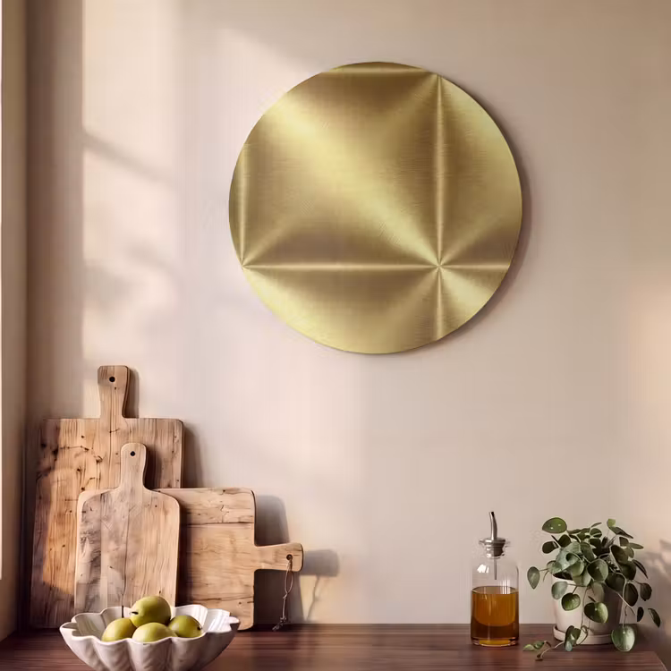 Akoestisch schilderij rond - Textuur - Geborsteld Goud - Industrieel - Metallic — 4